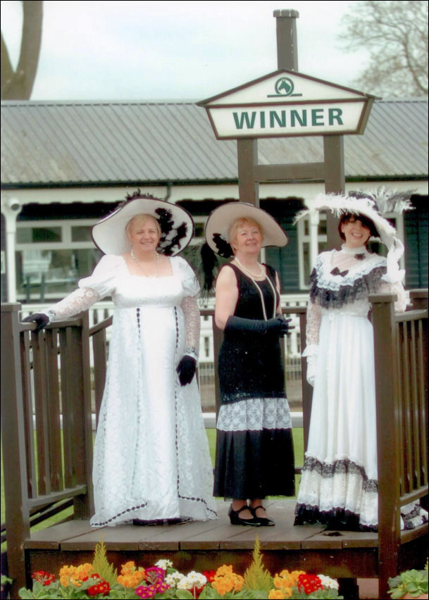 The Porthill Players at Uttoxeter Races preparing for My Fair Lady photo-shoot