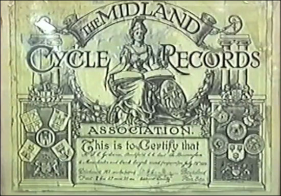 The Midland Cycle Records Association award to Tommy Godwin for the millage record 