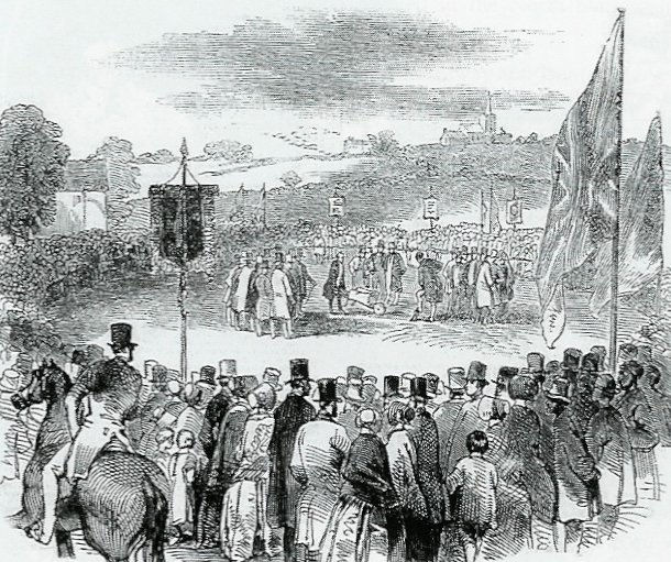 September 1846 - John Lewis Ricardo - MP for Stoke-on-Trent cutting the first sod at Etruria for the North Staffordshire Railway 