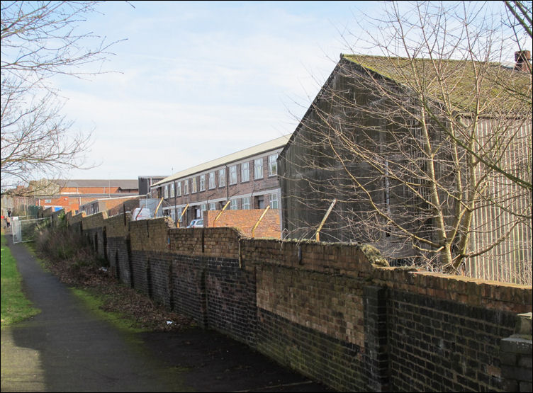 looking up Bedford Street from the canal - to the right is the side of the former works