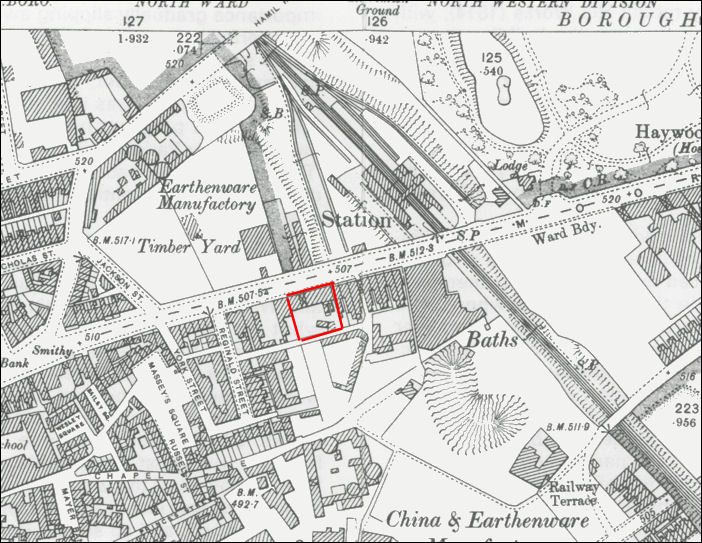 location of the Chelsea Works - opposite Burslem Railway Station