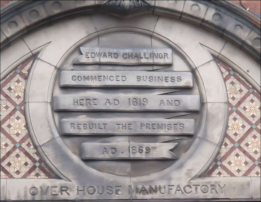 Edward Challinor commenced business here AD 1819 and rebuilt the premises AD 1869