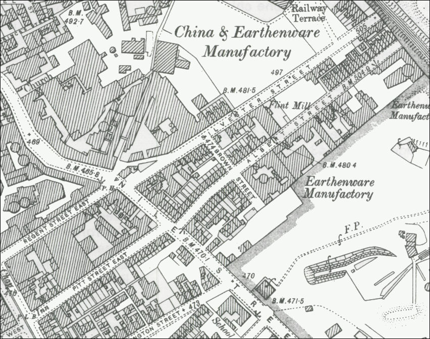 1898 map showing Pitt Street East,  Nile Street and Albert Street 