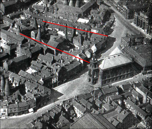 showing the location of Sadler's Wellington Pottery  