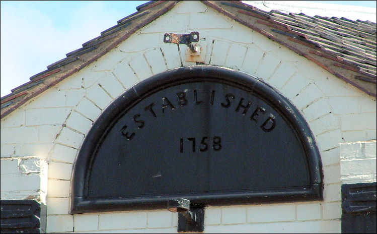 "Established 1758" - date mark on the pediment of the Nelson Pottery