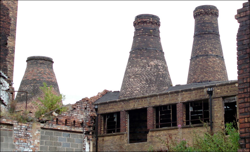 Mid late 19th Century - 4 bottle ovens and two story works range.