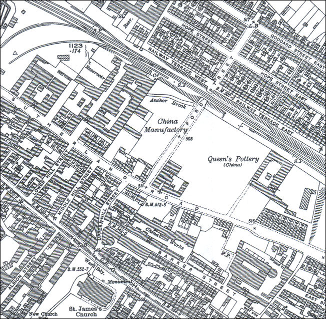 1922 OS map of Sutherland Road and Railway Terrace, Longton