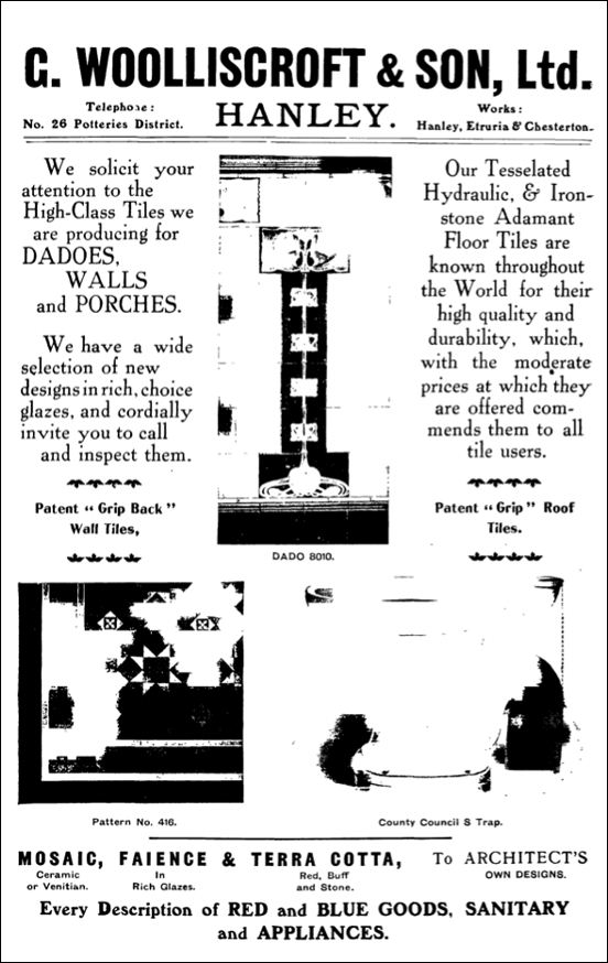 1907 advert for G. Woolliscroft & Son Ltd