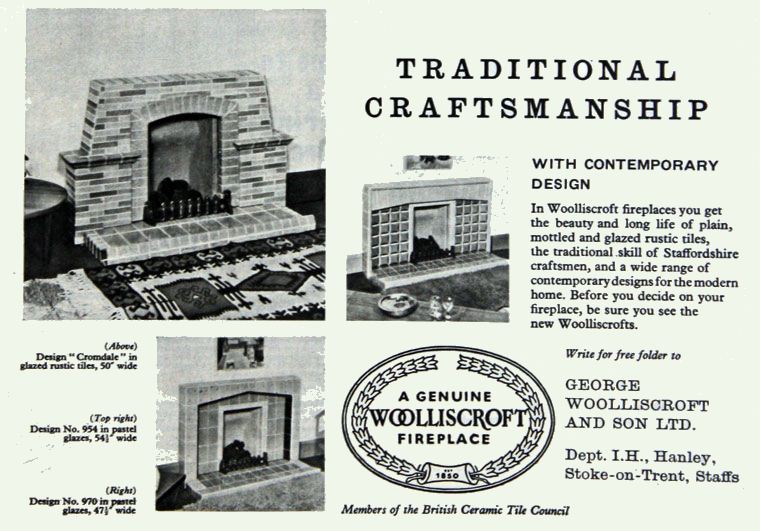 February 1962 advert for Woolliscroft's Fireplaces  