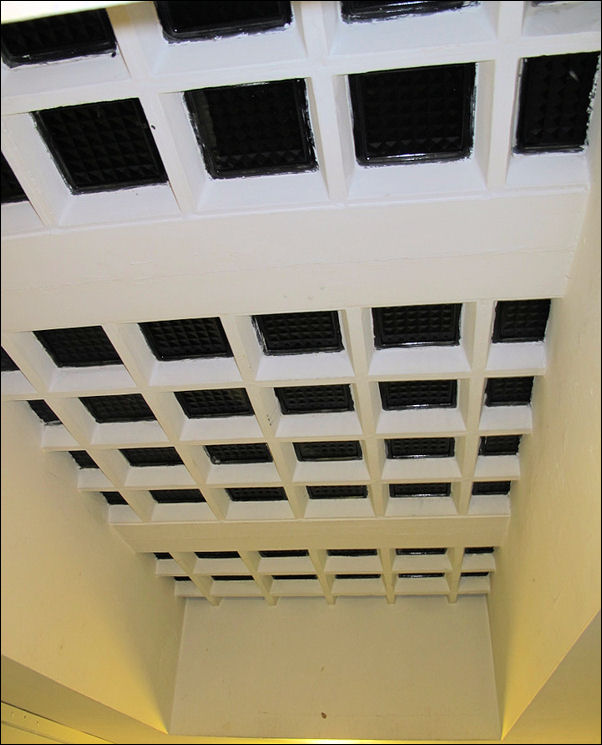 small window squares in a recessed roof space 