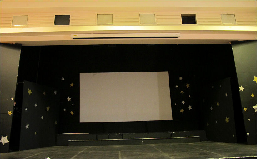 geometric bar features above the stage 