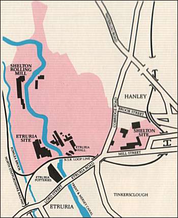Map showing the rolling mills