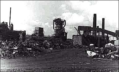 Photo 1980 - shows part of the demolition of the blast furnaces.
