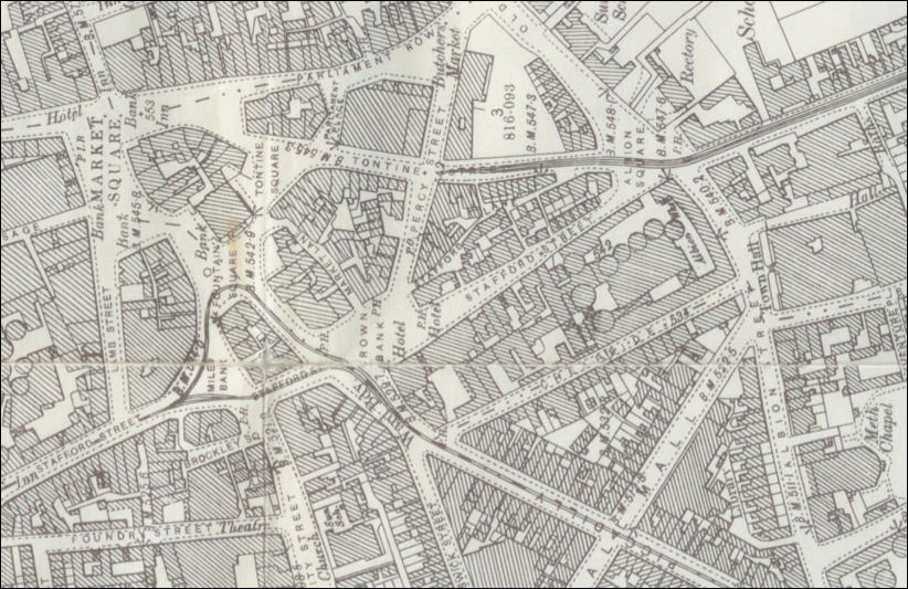 1898 map of Hanley town centre