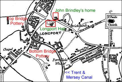 1832 map showing the location of Longport Hall 