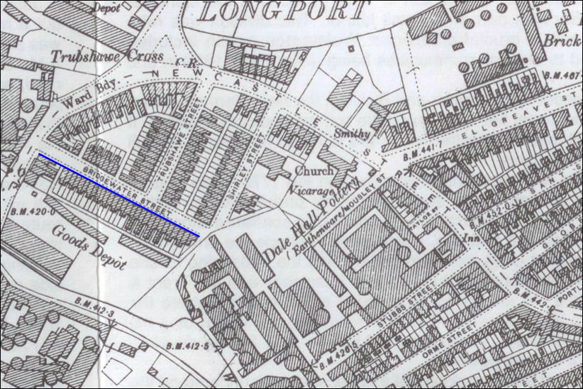 Bridgewater Street on a 1898 map