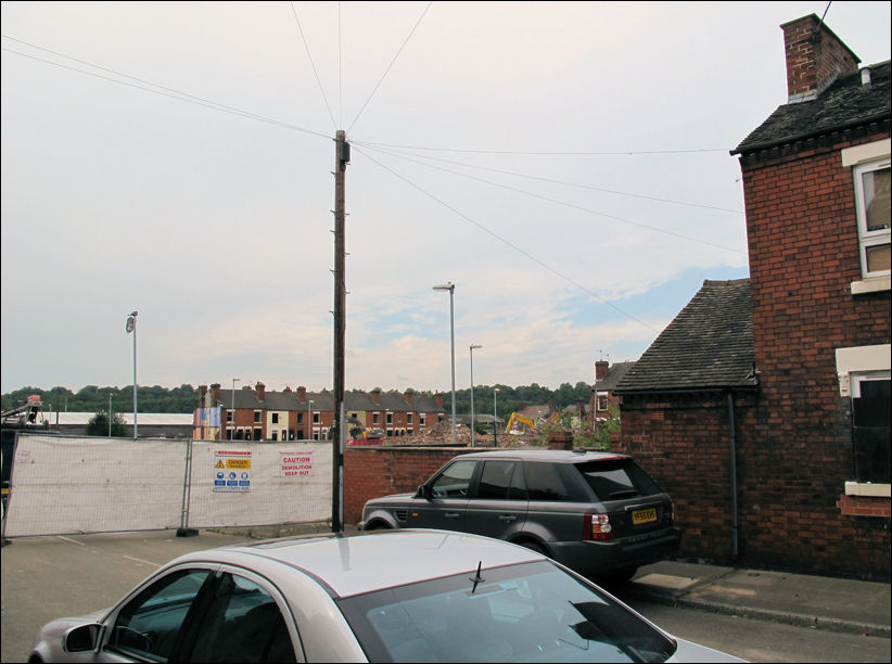 most of Shirley Street has been demolished - a few properties in Bridgwater Street are still standing in the distance