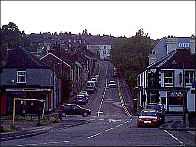 View up Penkhull New Road with the Commercial Inn on the left