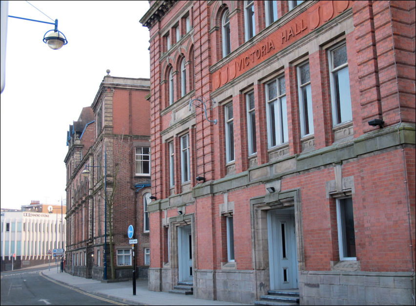 right to left - Victoria hall, Hanley Town Hall and then Radio Stoke (was Hanley Economic Building Society)