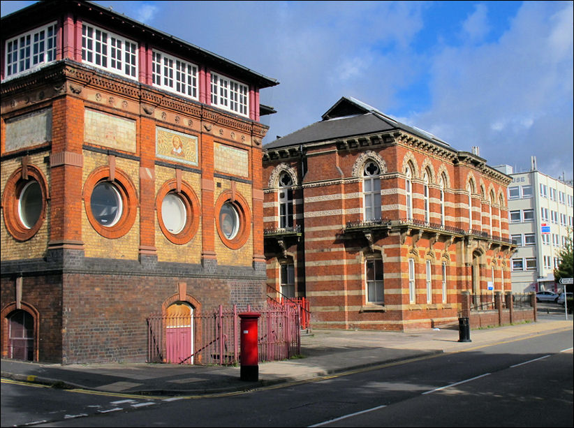 side by side on London Road is the Public Library (opened 1878) and the School of Art (opened in 1860) 
