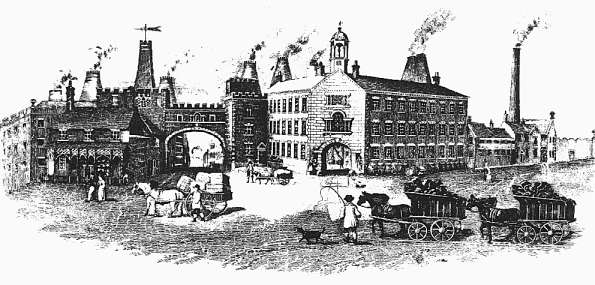 Wood's Fountain Place factory, Burslem in 1840