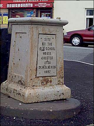 Site of the Old School House, Erected 1766 Demolished 1897.