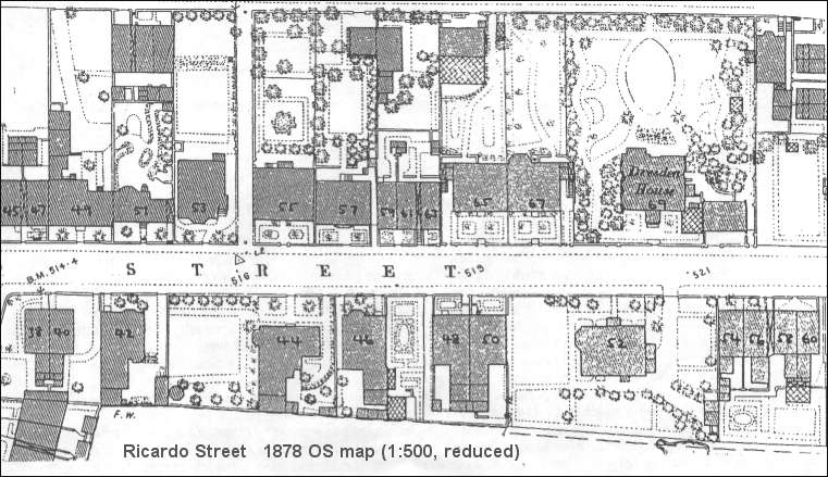 1878 OS map of Ricardo Street, Dresden, (Longton) 