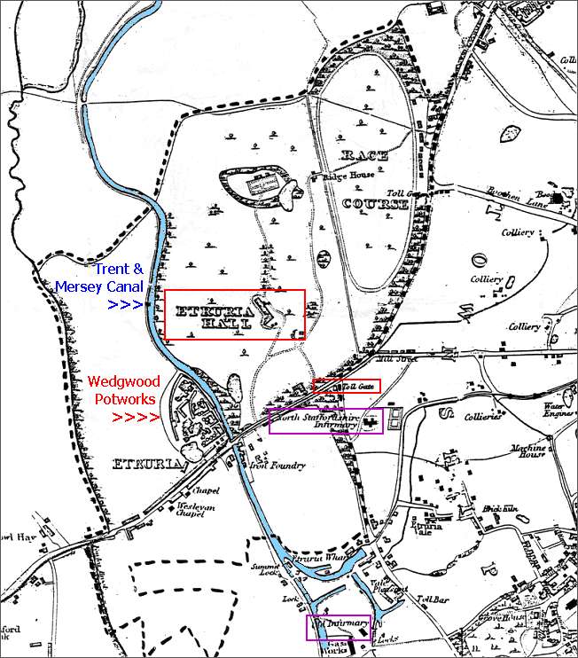 1832 Hargreaves Map - Etruria area