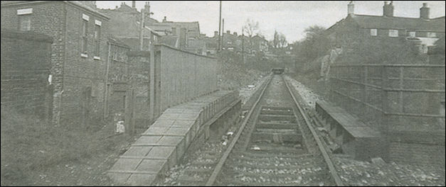 Loop Line looking to the back of Market street, Kidsgrove - where the station formerly stood