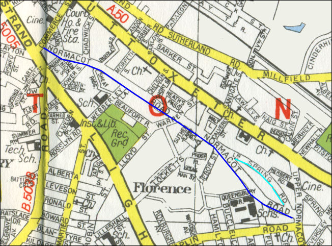 1955 map of Normacot Road