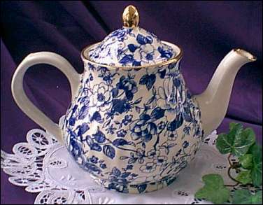 Arthur Wood Blue and White Floral Chintz Teapot