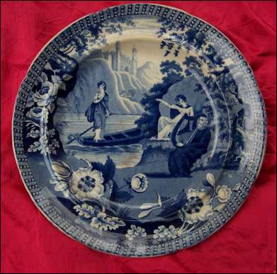 9.75 inch plate Blue and white plate "Lady of the Lake" 