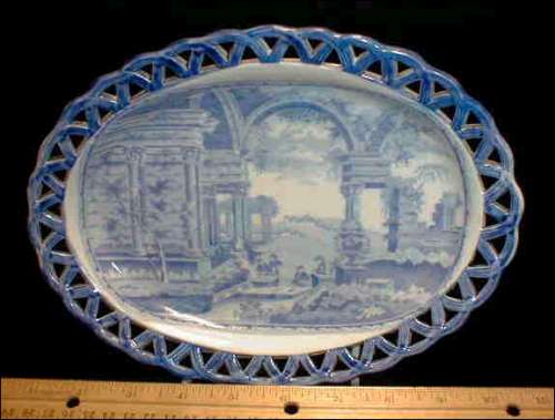 A reticulated Romantic Staffordshire Oval Tray or Underliner