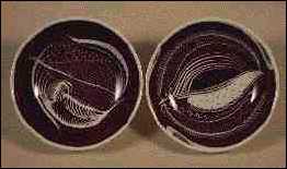 Two experimental bone china bowls decorated by Susie Cooper, dated 1953.