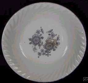 Royal Blue Ironstone bowl measures 5.25". - silver edging.