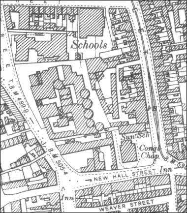 New Hall Works from an 1898 OS map
