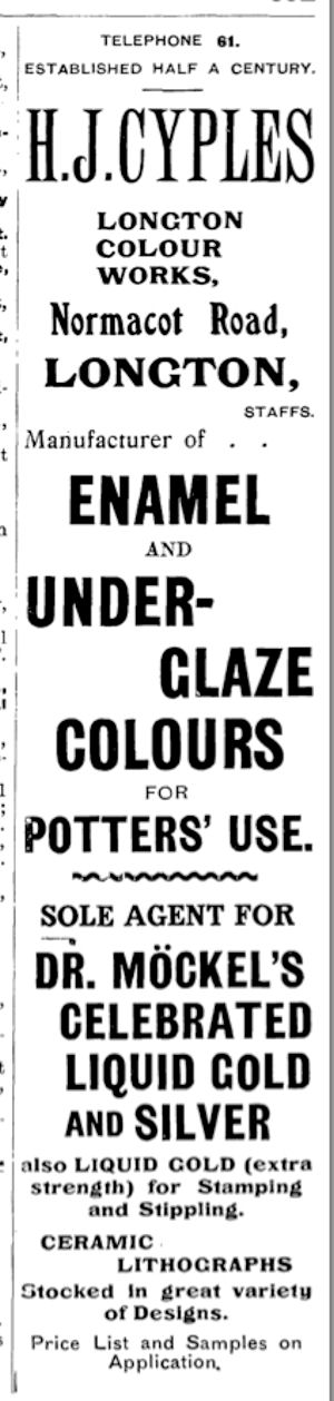 H. J. Cyples, Longton Colour Works, Normacot Road