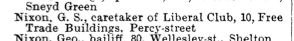 G. S. Nixon caretaker of Liberal Club 