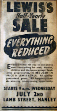 Lewis's advert in the Crewe Chronicle - June 1941