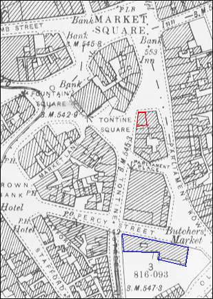 1898 OS map showing the location of Albut Printing Works (Red)