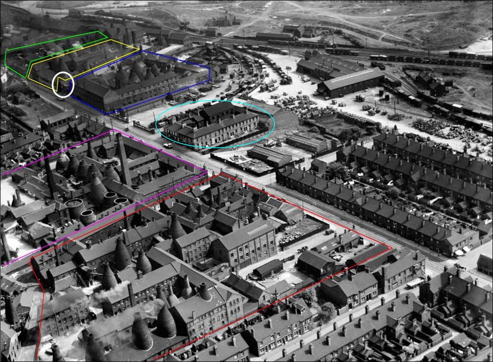 location of  the five pottery works using the Foley name