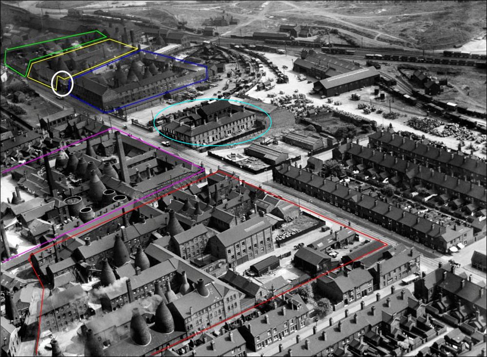 location of  the five pottery works using the Foley name