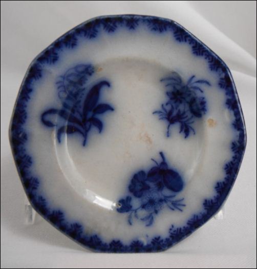 Mellor, Venables & Co. flow blue dish in the Eastern Flowers pattern 