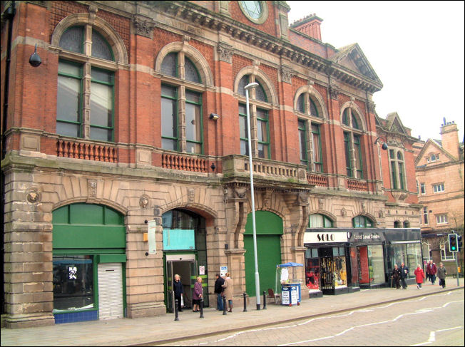 The disfigured frontage of Tunstall Town Hall