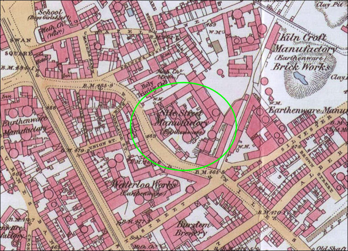 1898 map of Nile Street area and the works