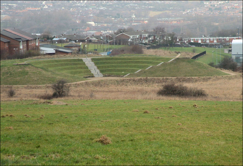 the amphitheatre on Berryhill Fields - in the background are the Berryhill and Bentille housing estates