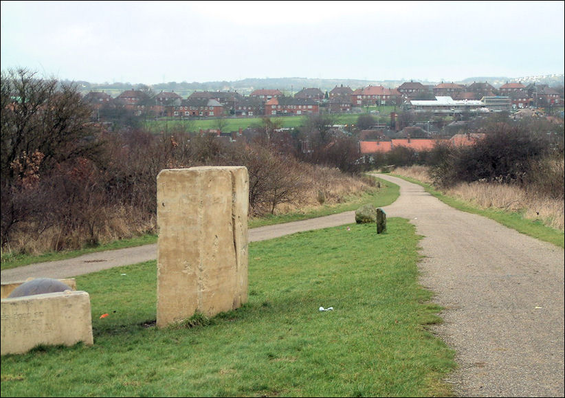 the sculpture alongside one of the walkways across the Berryhill Fields 