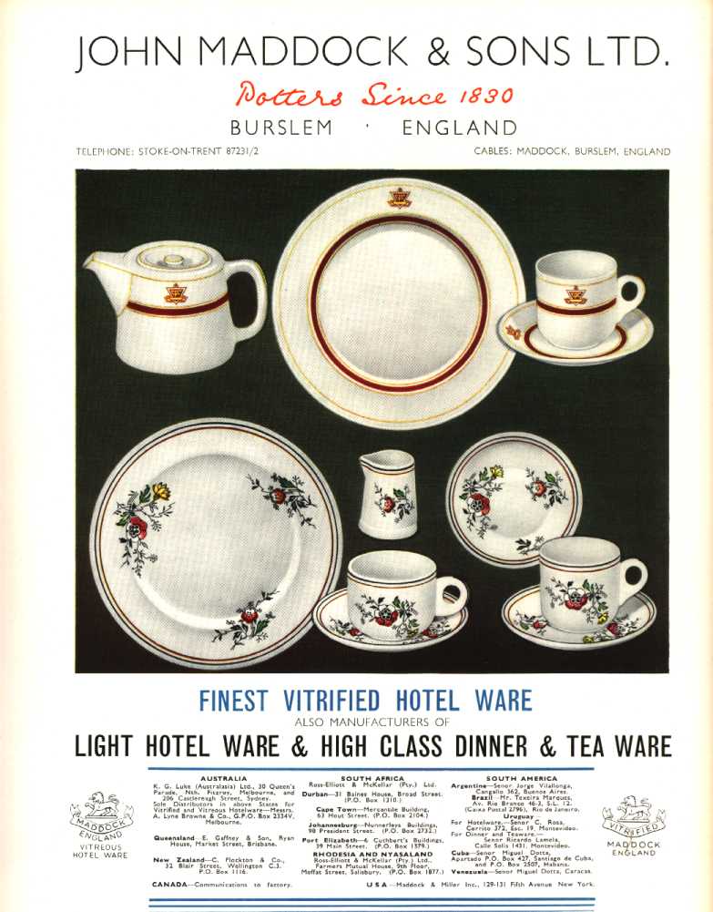 John Maddock & Sons Ltd (Burslem) (Hotel ware)