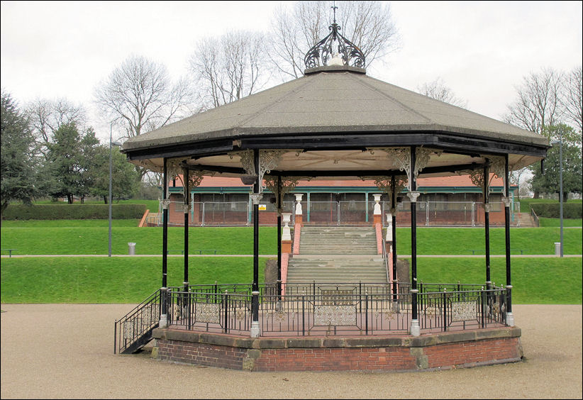 to the north is the bandstand and pavillion 