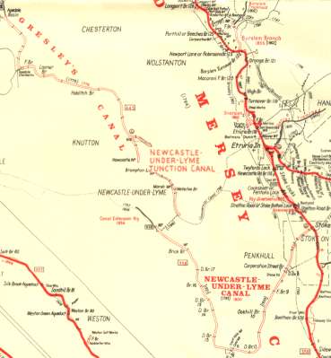 Map showing the 3 Newcastle Canals